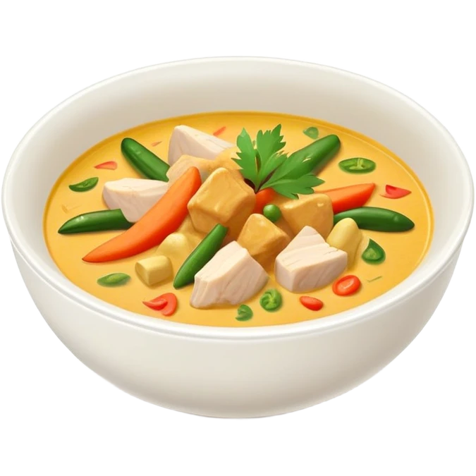 a bowl of thai yellow curry, ultra realistic emoji
