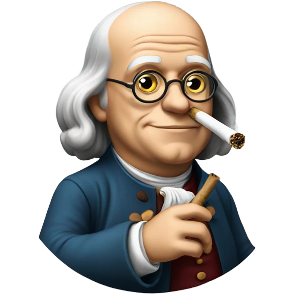 Benjamin Franklin smoking a joint emoji