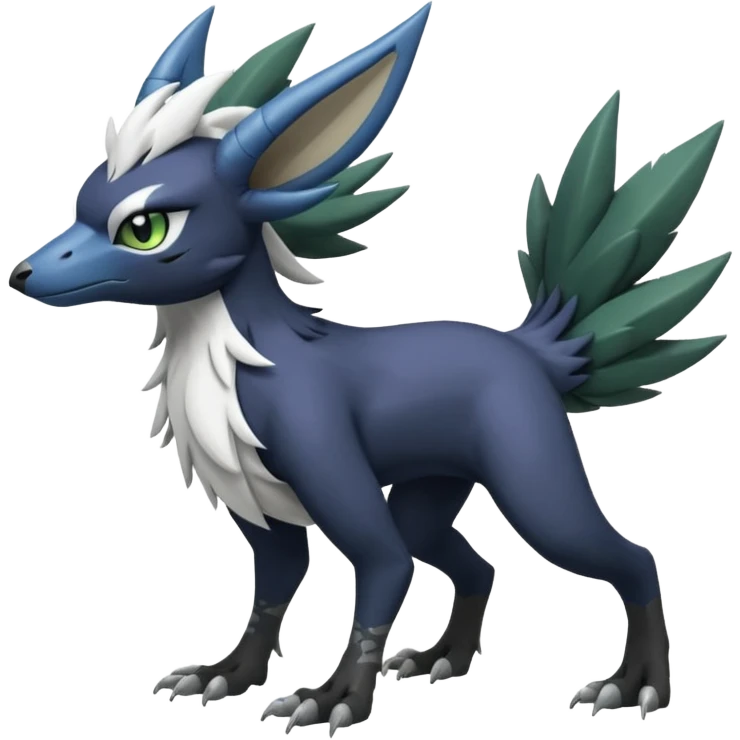 Shiny Black Grey White and Dark-Green Trico-Nargacuga-Silvally-Absol-fusion emoji