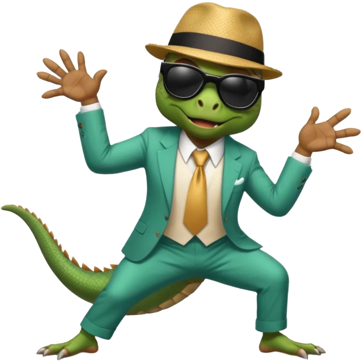 capitalist iguana banker godfather with black sunglasses breakdance startling emoji