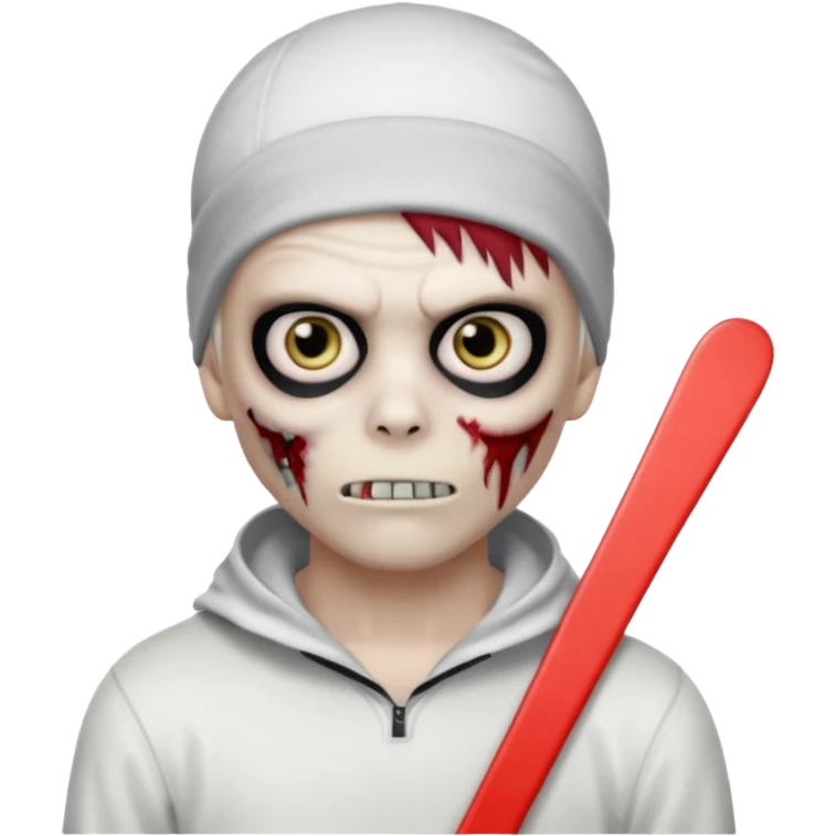 zombie boy with emo hair and white shirt with a ski mask on hair from Nike da syna no mask zombie  emoji