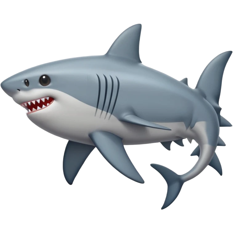 side view of shark body with a cat face emoji