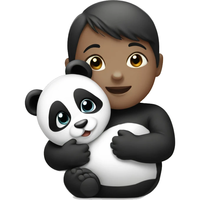 Baby with hugging panda emoji