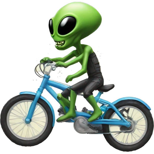 Alien rising a bike emoji