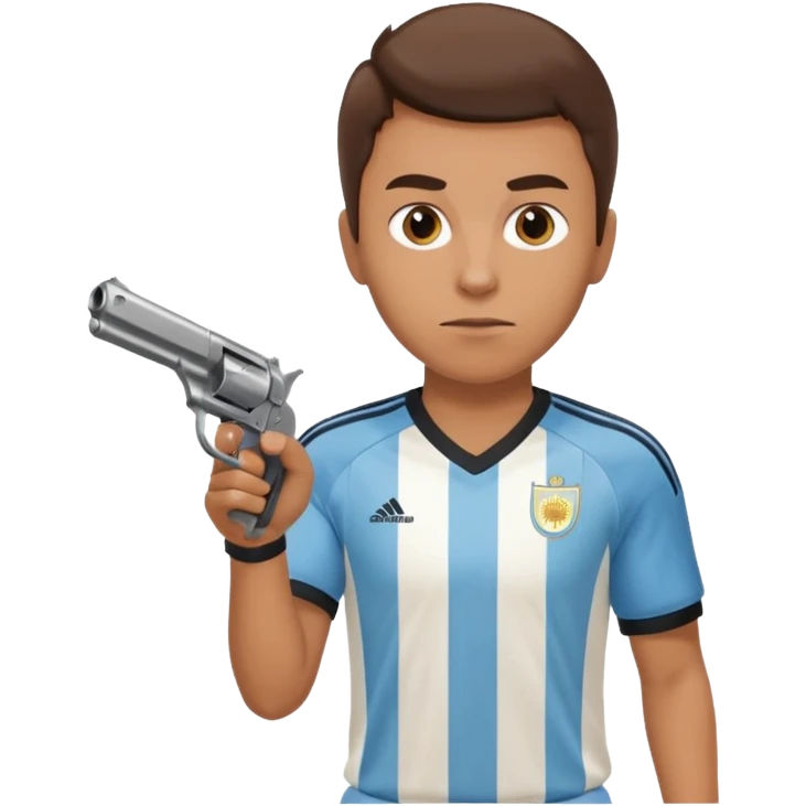 haz un turro con una biszera para atras y con un arma remera argentina pero arma de fuego que tenga un revolver  solo emoji