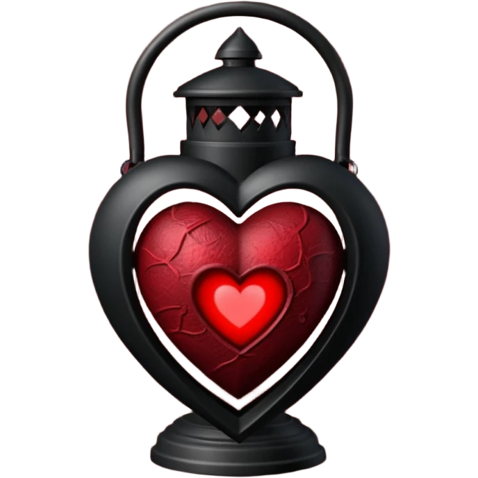 realistic gothic heart with a black lantern emoji