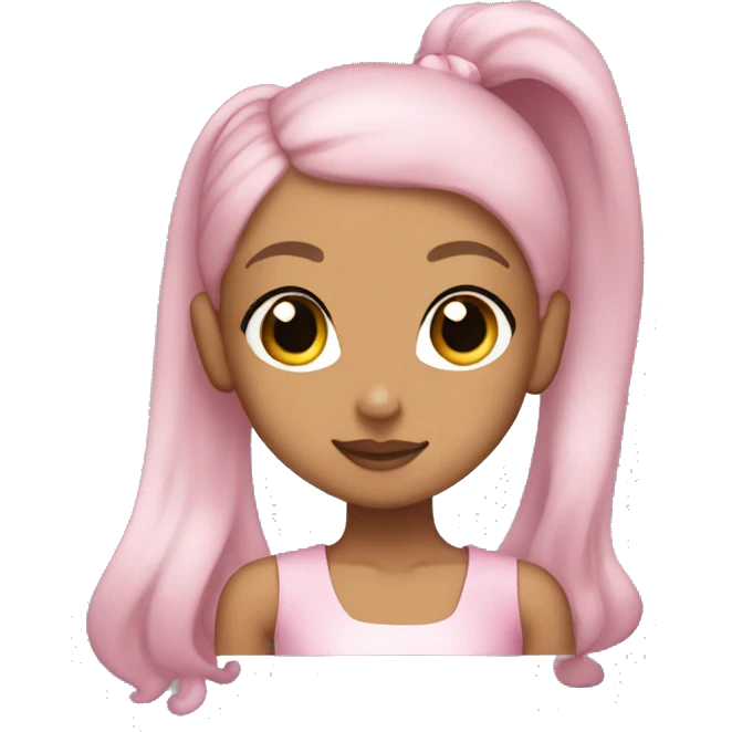 Ariana Grande with high ponytail in pink dress emoji