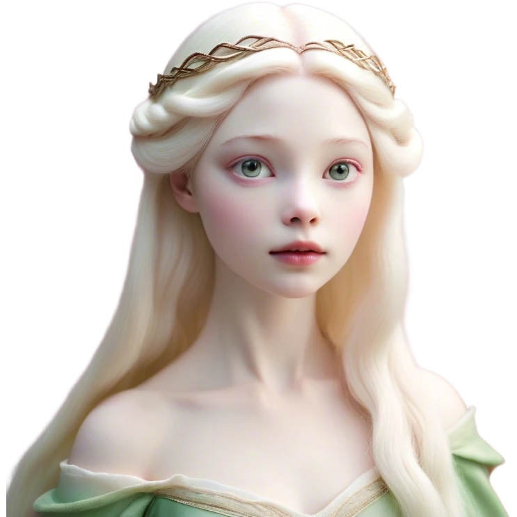 Cinematic Realistic Sleeping Beauty (Aurora) Portrait, with porcelain-like skin featuring a natural rosy flush, illuminated by soft lighting that highlights the gentle contours of her face. Her golden blonde hair flows in soft, detailed waves with subtle highlights that shimmer in the light. Her deep violet-blue eyes radiate warmth and innocence, framed by arched brows and long lashes. With a soft, serene smile, she holds a delicate rose gently in one hand, her other hand resting lightly by her side. She is dressed in her classic pink gown, the fabric rich in texture with delicate folds that catch the light. A golden crown rests atop her head, gleaming with royal refinement. The portrait captures a soft, glowing aura, blending realism with an ethereal sense of beauty and timeless enchantment. emoji
