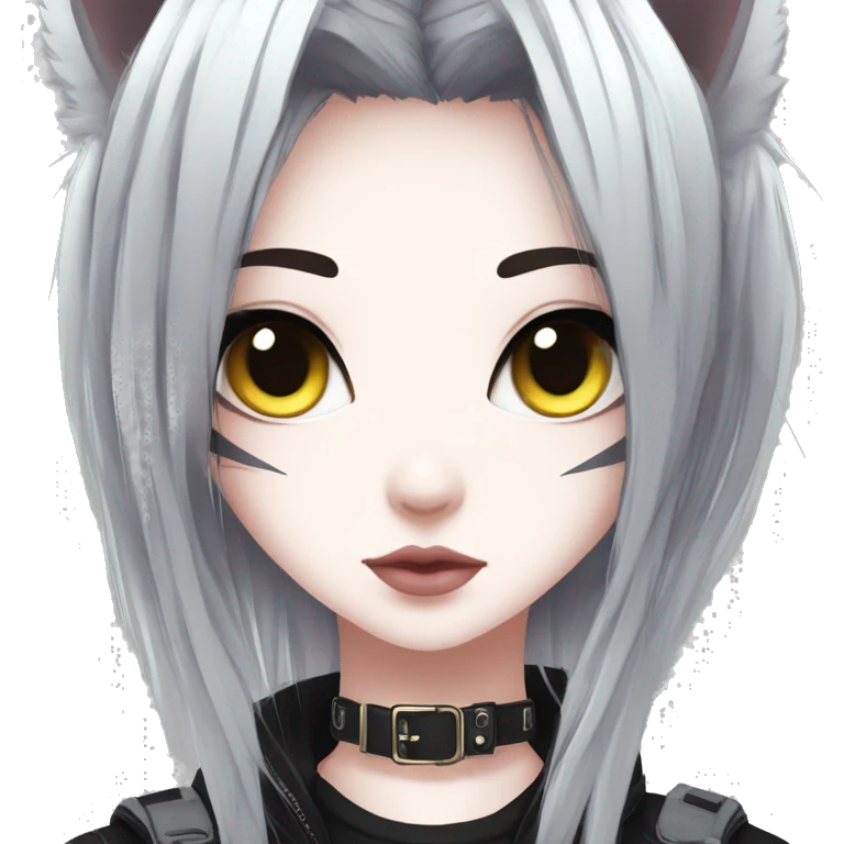 Edgy Kawaii Cute Cool Cartoon Beautiful Elegant Pretty Anime Punk Techwear Gothic Catgirl emoji