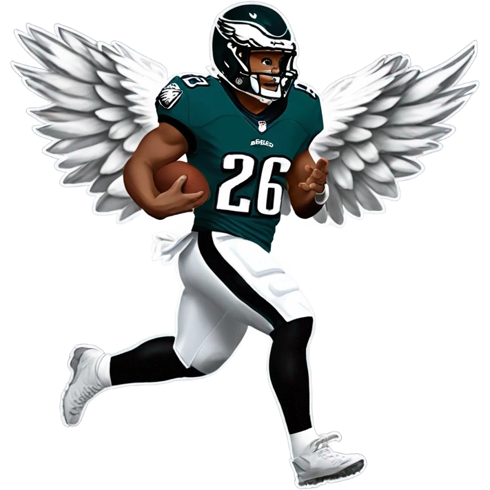 Philadelphia Eagles running back Saquon Barkley number 26 with eagle wings flying emoji