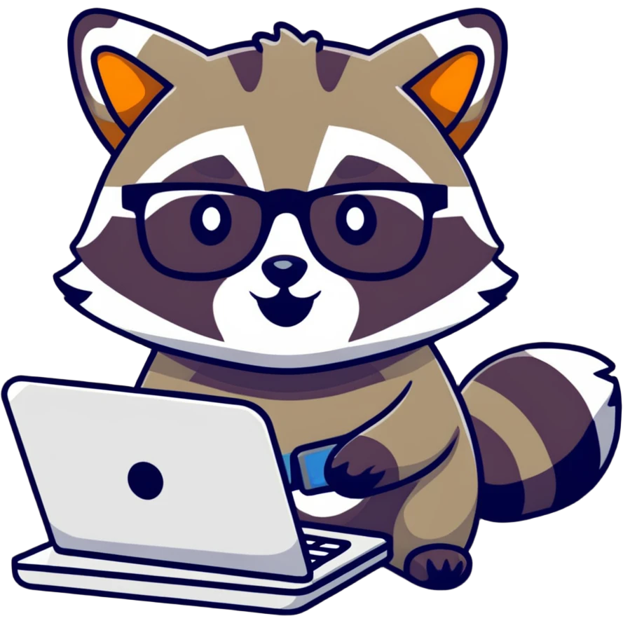 raccoon data scientist with a computer emoji
