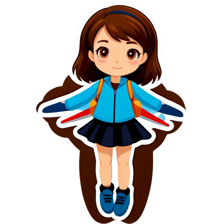 Girl with brown hair in plane  emoji