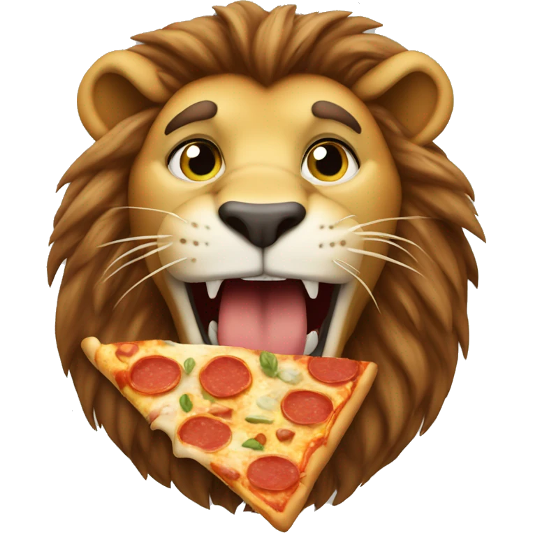 Lion eating pizza emoji