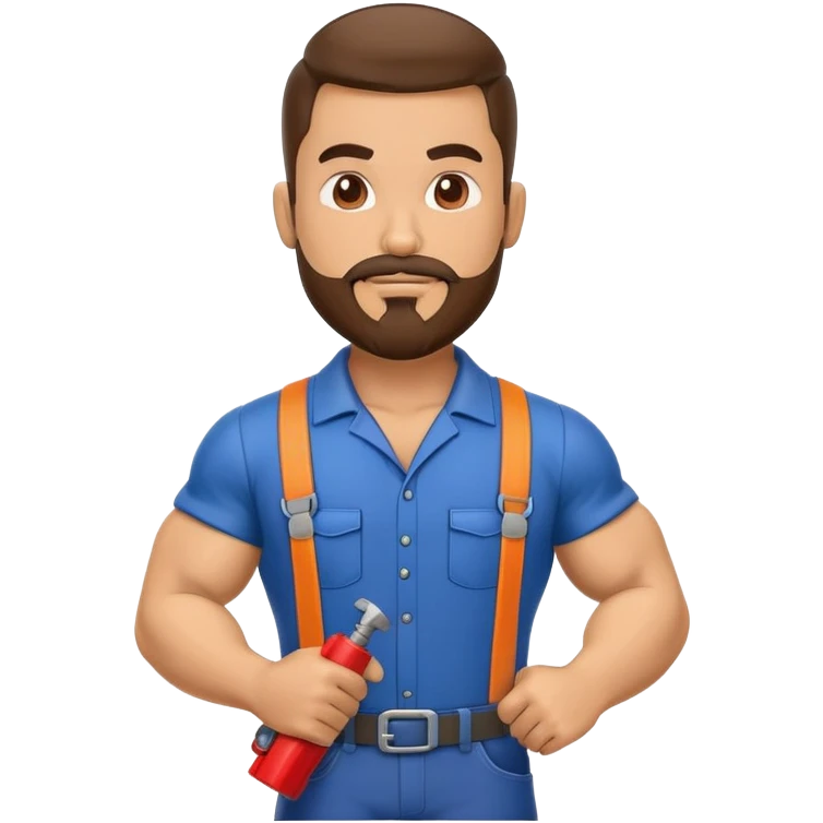 Hispanic HVAC technician with goatee beard as an action figure logo emoji