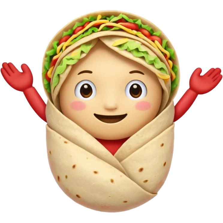 A burrito with arms bow on top emoji