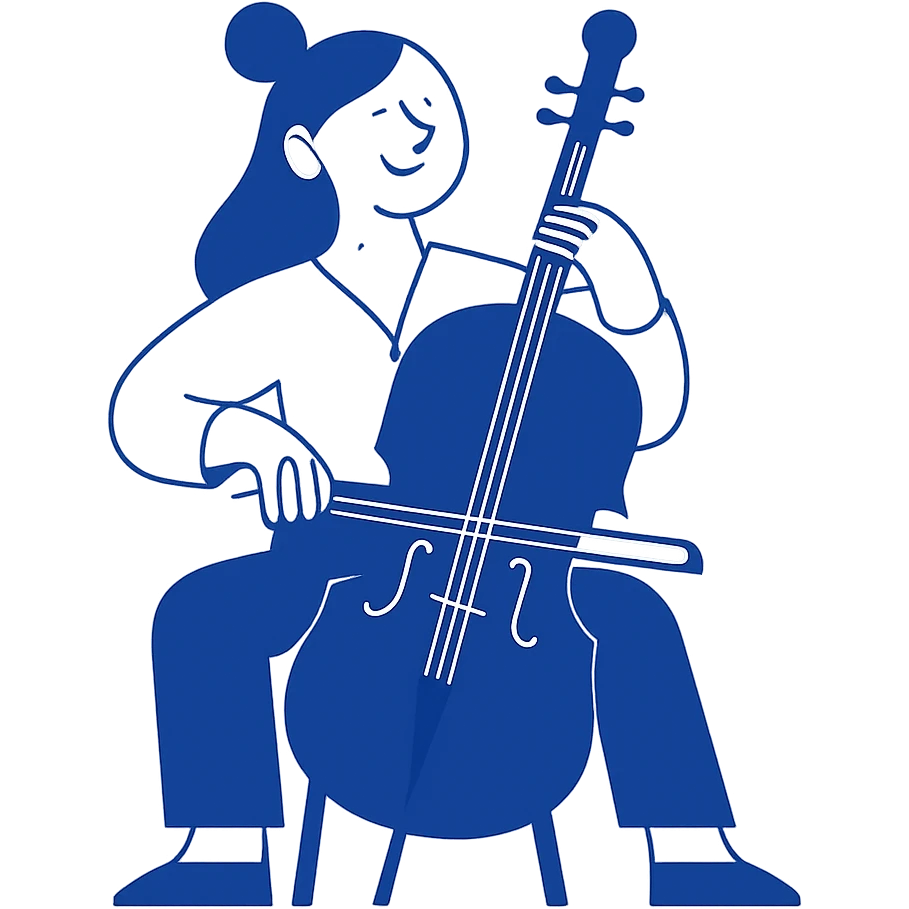 smiling girl performing on cello emoji
