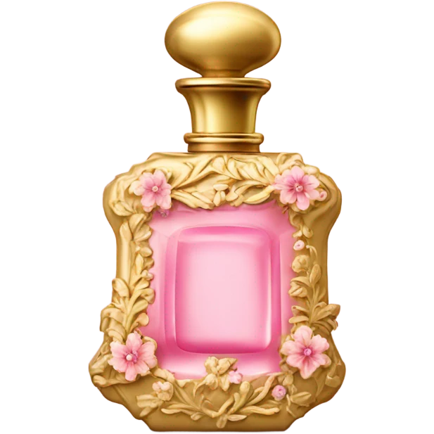 Gold and pink vintage French style perfume bottle with flowers  emoji