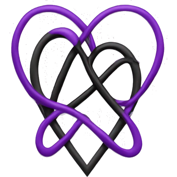Purple heart with black, color infinity sign emoji