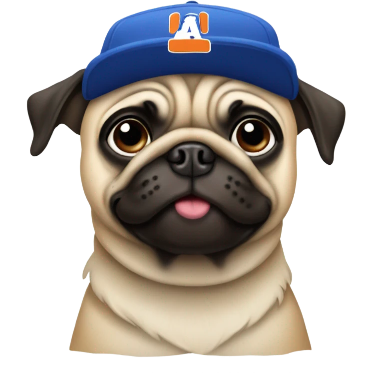 Pug with islanders hat  emoji