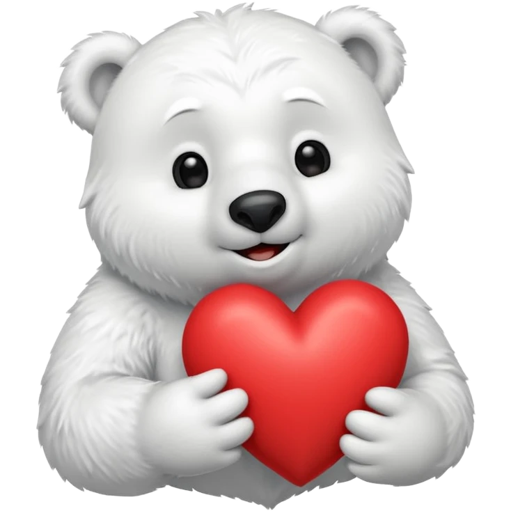 Create an animated polar bear mascot , squeezing a large red heart emoji