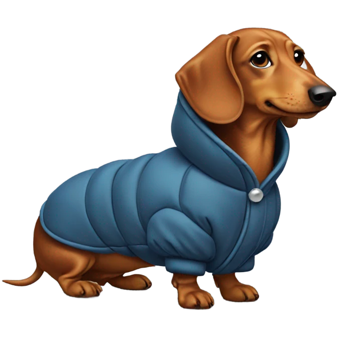 Dachshund in a puffy coat emoji