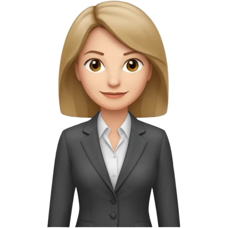 serious business woman in her forties in full suit dark blond hair standing emoji