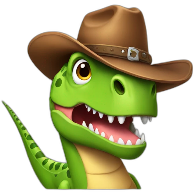 dinosaur with a cowboy hat emoji