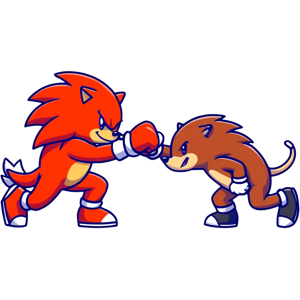 Sonic the Hedgehog and Knuckles the Echidna fist bumping emoji