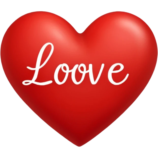 hand-drawn heart with 'love' text emoji