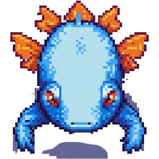 blue Minecraft axolotl, authentic blocky style and proportions, pixel art emoji