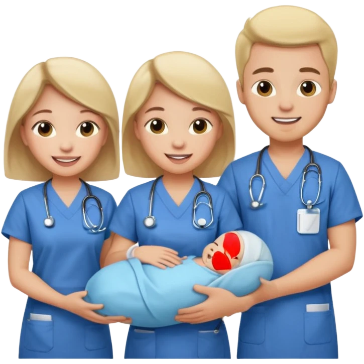 Create Happy & celebrating team faces for a hospital with a newborn saved emoji