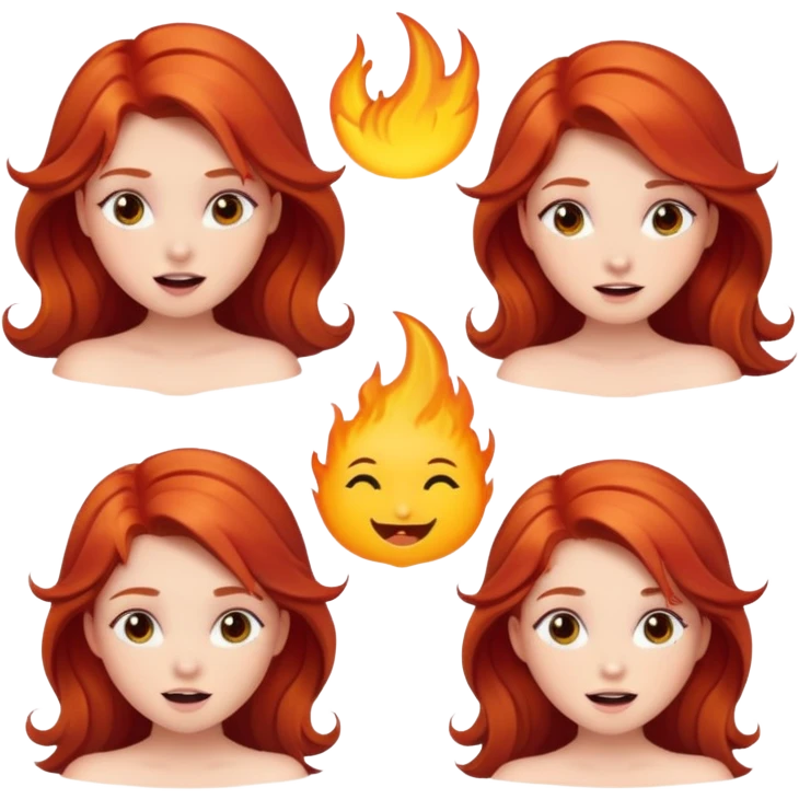 a red head siren with many different emotions emoji