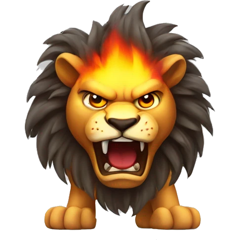 An angry fire lion emoji