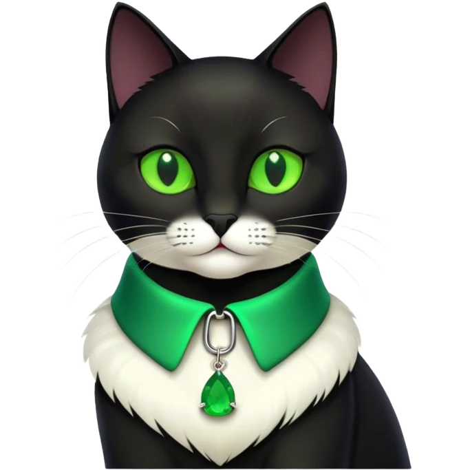 Black cat with green collar emoji