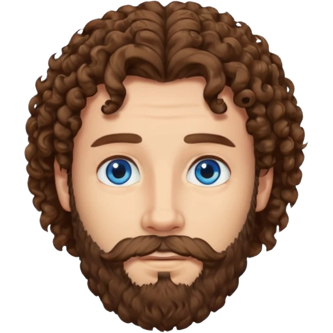 Man curly hair blue eye and beard emoji