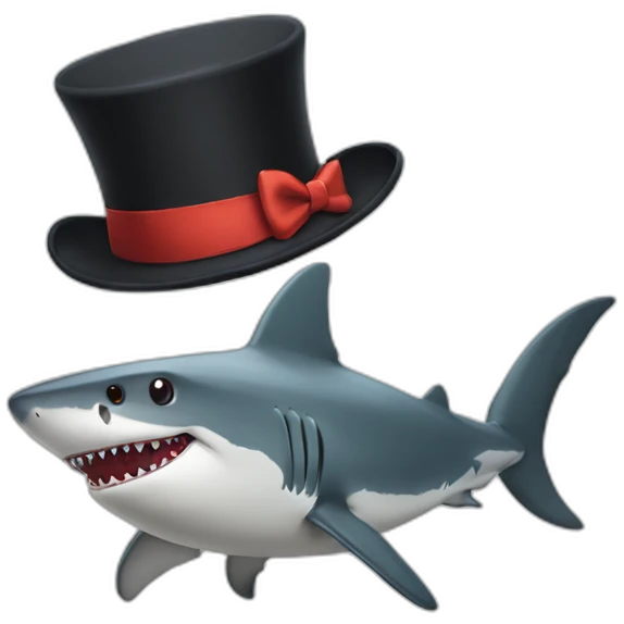Shark with a top hat emoji