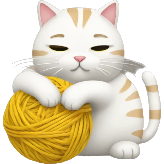 fat cat playing with a ball of yarn emoji