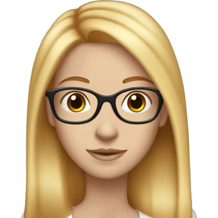 White-girl-with-long-straight-hair-red-head-eyes-blue-wearing-glasses-blouse-formal-white emoji
