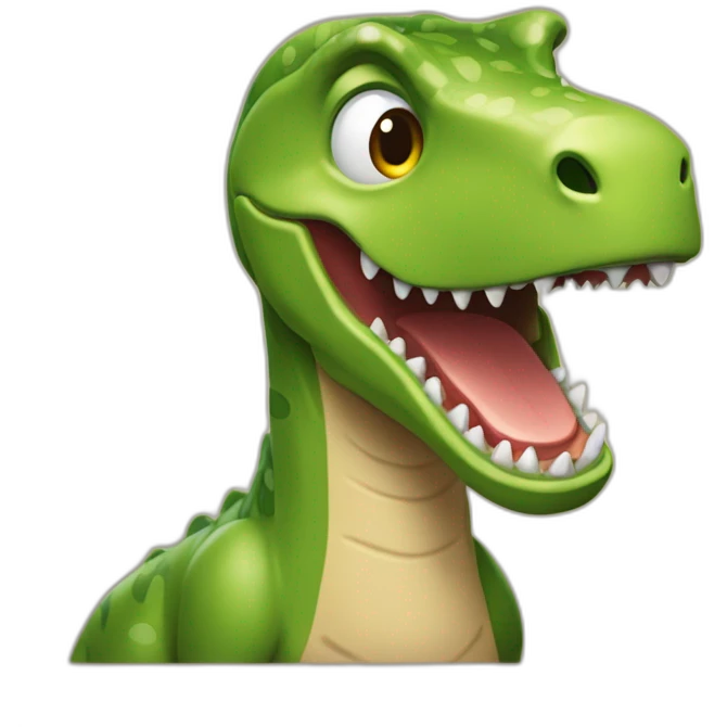 La tête d'un dinosaures qui rigole emoji