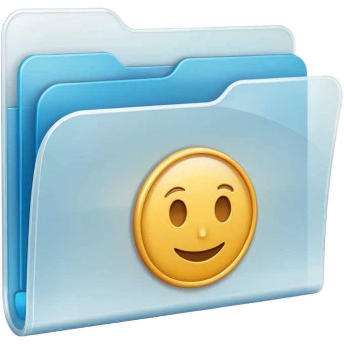 A **simple emoji-style icon** of a **transparent white plastic folder**, minimal and clean, with **rounded corners**, subtle translucency, soft shading, and a **small Choliseo de Puerto Rico arena symbol** on the front.
 emoji