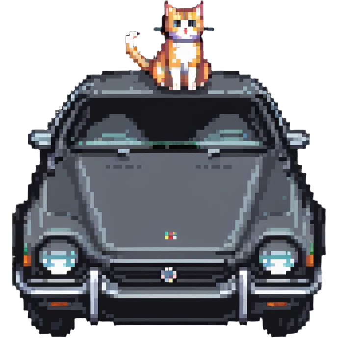 a cat on top of a car emoji