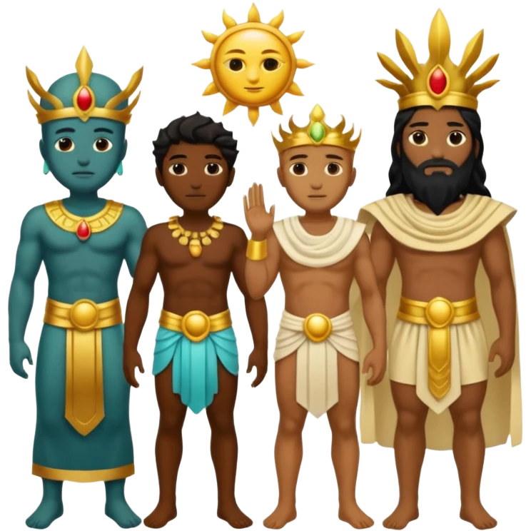 divine synergy between earth God, sun God, sea God and Death God emoji