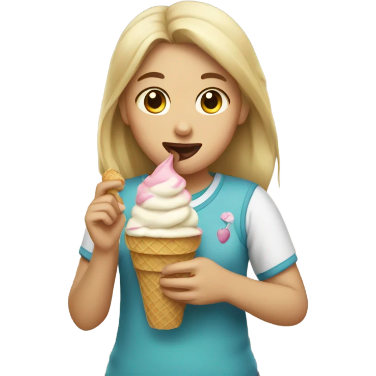 Girl eating ice cream emoji