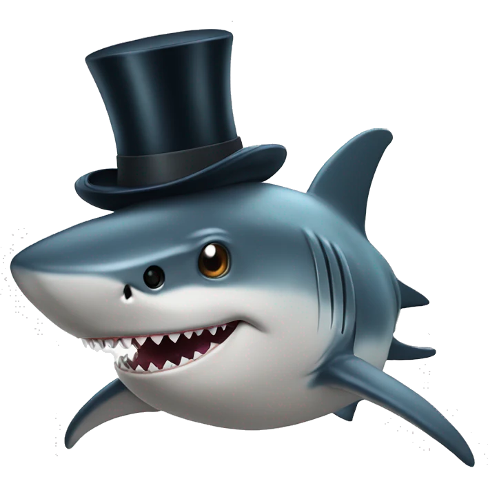 Shark with a top hat emoji