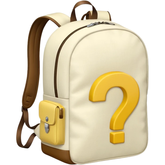 White backpack with yellow questions mark boxes stuffed in it emoji