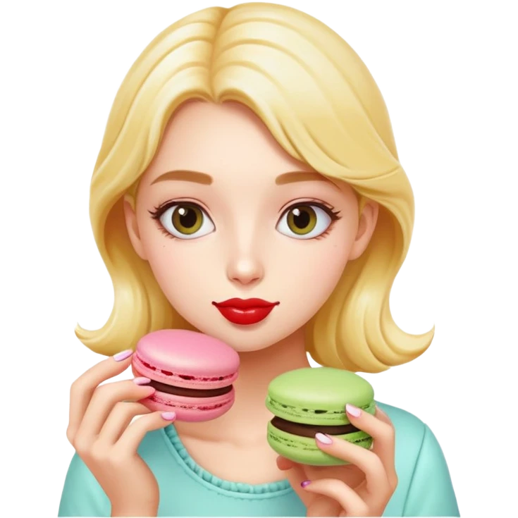 coolest girl eating the macaron emoji