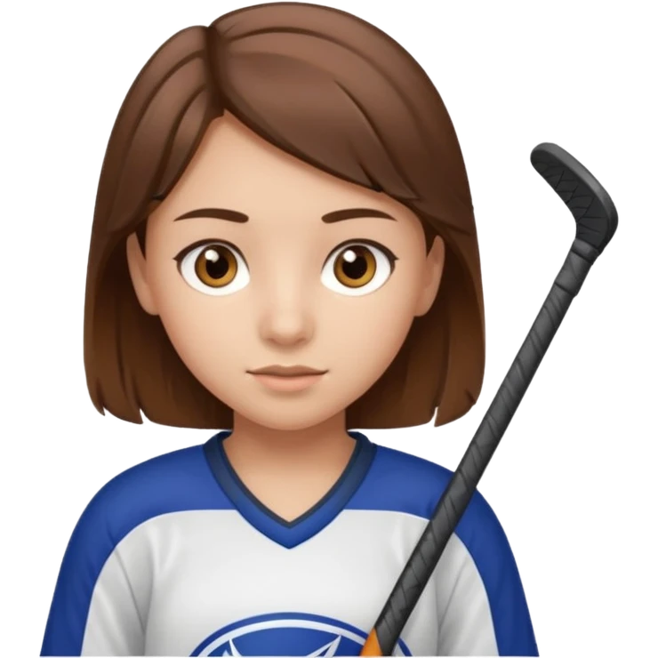 ragazza che gioca a hockey con occhi marroni e capelli castani sull età di 11/12 anni emoji