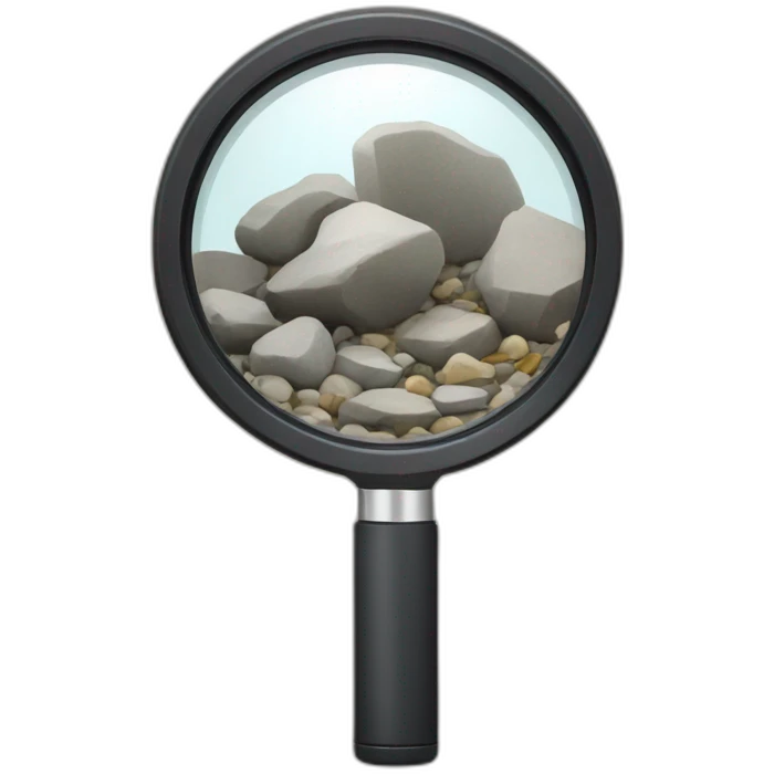 Magnifier with rocks emoji