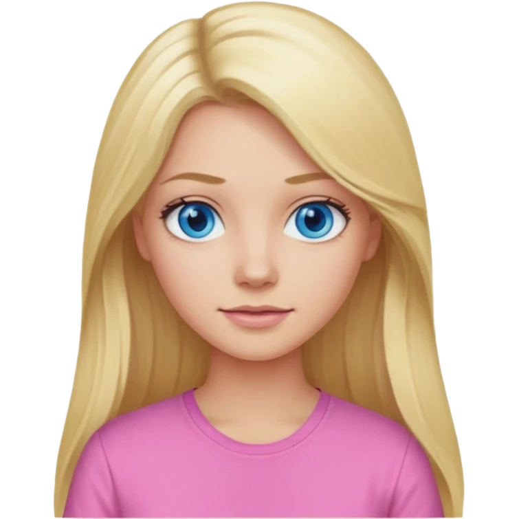 blonde woman long hair blue eyes pink shirt emoji