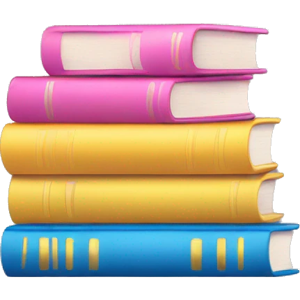 Pink yellow blue book stack emoji